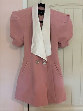 Nana Jacqueline Alia Pink Blazer with White Lapel